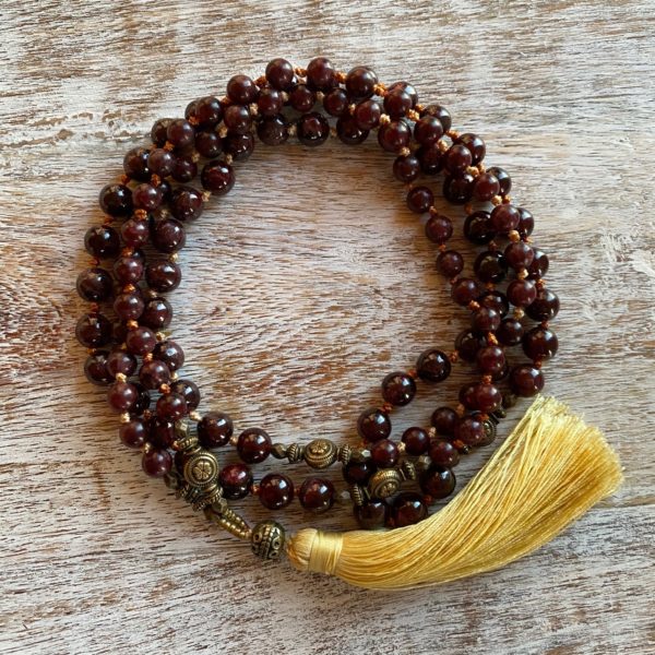 6mm & 8mm Garnet with Soft Yellow Tassel - Image 4